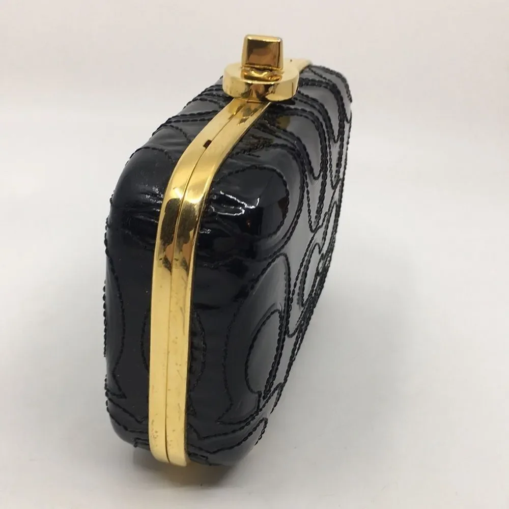 Coach Black Patent Leather Raised 